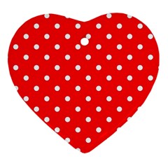 1950 Red White Dots Ornament (heart) by SomethingForEveryone