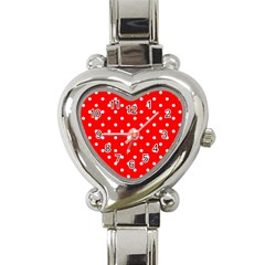 1950 Red White Dots Heart Italian Charm Watch by SomethingForEveryone