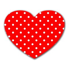 1950 Red White Dots Heart Mousepads by SomethingForEveryone
