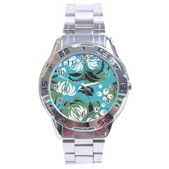 Folk Flowers Pattern Floral Surface Stainless Steel Analogue Watch by Eskimos