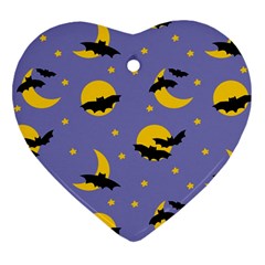 Bats With Yellow Moon Ornament (heart) by SychEva