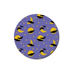 Bats With Yellow Moon Rubber Round Coaster (4 Pack)  by SychEva