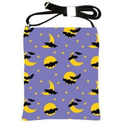 Bats With Yellow Moon Shoulder Sling Bag by SychEva