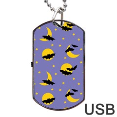 Bats With Yellow Moon Dog Tag Usb Flash (two Sides) by SychEva