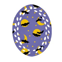 Bats With Yellow Moon Ornament (oval Filigree) by SychEva