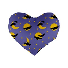 Bats With Yellow Moon Standard 16  Premium Heart Shape Cushions by SychEva