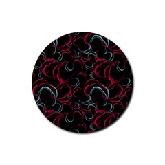 Blue And Red Stains Rubber Coaster (Round) 