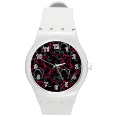 Blue And Red Stains Round Plastic Sport Watch (m) by SychEva