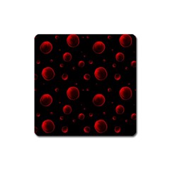 Red Drops On Black Square Magnet by SychEva