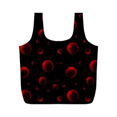 Red Drops On Black Full Print Recycle Bag (m) by SychEva