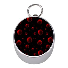 Red Drops On Black Mini Silver Compasses by SychEva