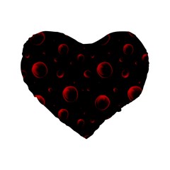 Red Drops On Black Standard 16  Premium Flano Heart Shape Cushions by SychEva