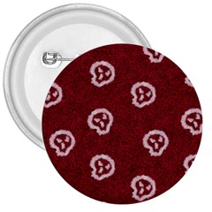 White Skulls On Red Shiny Background 3  Buttons by SychEva