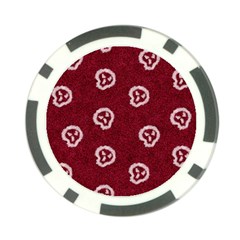 White Skulls On Red Shiny Background Poker Chip Card Guard by SychEva