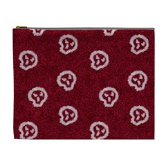 White Skulls On Red Shiny Background Cosmetic Bag (xl) by SychEva