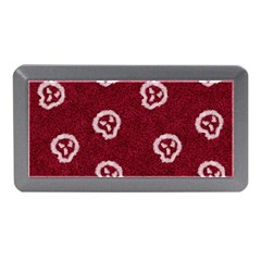 White Skulls On Red Shiny Background Memory Card Reader (mini) by SychEva