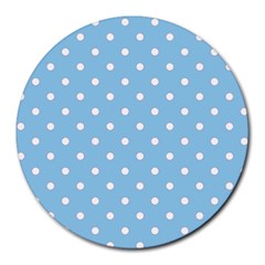 1950 Summer Sky Blue White Dots Round Mousepads