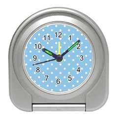 1950 Summer Sky Blue White Dots Travel Alarm Clock by SomethingForEveryone