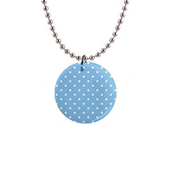 1950 Summer Sky Blue White Dots 1  Button Necklace