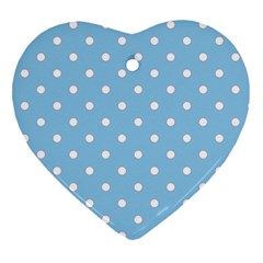 1950 Summer Sky Blue White Dots Heart Ornament (two Sides) by SomethingForEveryone