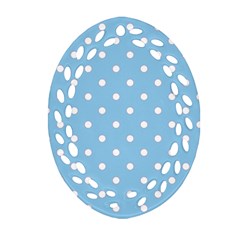 1950 Summer Sky Blue White Dots Ornament (oval Filigree) by SomethingForEveryone