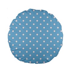 1950 Summer Sky Blue White Dots Standard 15  Premium Flano Round Cushions by SomethingForEveryone