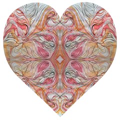 Summer Patterns Wooden Puzzle Heart by kaleidomarblingart