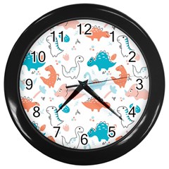 Funny Dinosaurs Kids Wall Clock (black) by SychEva