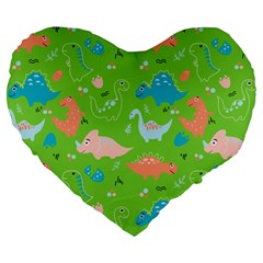 Funny Dinosaur Large 19  Premium Heart Shape Cushions by SychEva