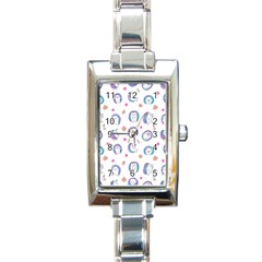 Cute And Funny Purple Hedgehogs On A White Background Rectangle Italian Charm Watch by SychEva