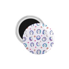 Cute And Funny Purple Hedgehogs On A White Background 1.75  Magnets