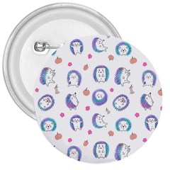 Cute And Funny Purple Hedgehogs On A White Background 3  Buttons