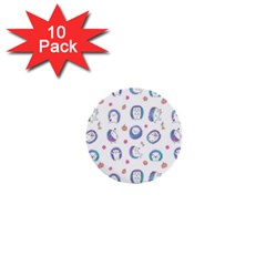 Cute And Funny Purple Hedgehogs On A White Background 1  Mini Buttons (10 pack) 