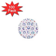 Cute And Funny Purple Hedgehogs On A White Background 1  Mini Buttons (100 pack) 