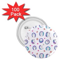 Cute And Funny Purple Hedgehogs On A White Background 1.75  Buttons (100 pack) 