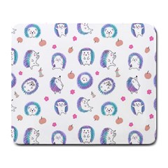 Cute And Funny Purple Hedgehogs On A White Background Large Mousepads