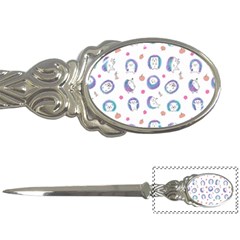 Cute And Funny Purple Hedgehogs On A White Background Letter Opener by SychEva