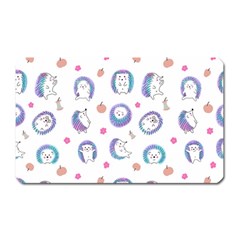 Cute And Funny Purple Hedgehogs On A White Background Magnet (Rectangular)