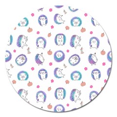 Cute And Funny Purple Hedgehogs On A White Background Magnet 5  (round) by SychEva