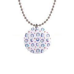 Cute And Funny Purple Hedgehogs On A White Background 1  Button Necklace