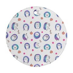 Cute And Funny Purple Hedgehogs On A White Background Round Ornament (Two Sides)