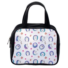 Cute And Funny Purple Hedgehogs On A White Background Classic Handbag (One Side)