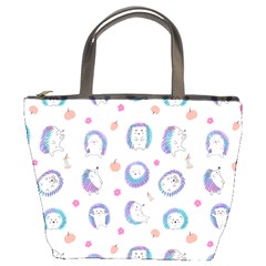 Cute And Funny Purple Hedgehogs On A White Background Bucket Bag