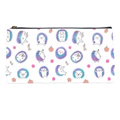 Cute And Funny Purple Hedgehogs On A White Background Pencil Case by SychEva