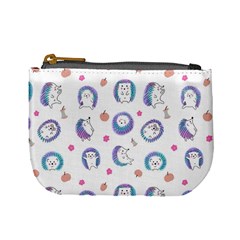 Cute And Funny Purple Hedgehogs On A White Background Mini Coin Purse