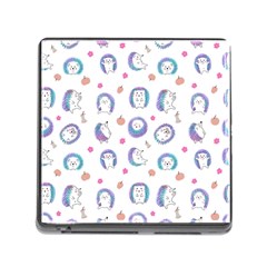 Cute And Funny Purple Hedgehogs On A White Background Memory Card Reader (square 5 Slot) by SychEva