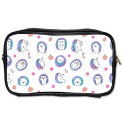 Cute And Funny Purple Hedgehogs On A White Background Toiletries Bag (Two Sides)