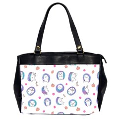 Cute And Funny Purple Hedgehogs On A White Background Oversize Office Handbag (2 Sides)