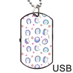 Cute And Funny Purple Hedgehogs On A White Background Dog Tag Usb Flash (two Sides)