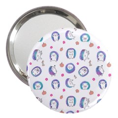 Cute And Funny Purple Hedgehogs On A White Background 3  Handbag Mirrors